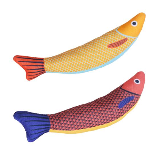 2 Pcs Catnip Fish Cat Toy for Indoor Cats Interactive Kitten Chew Kicker Toy with Crinkle Sound Simulation Fish Shape Stuffed Cat Toy for Bored Relief