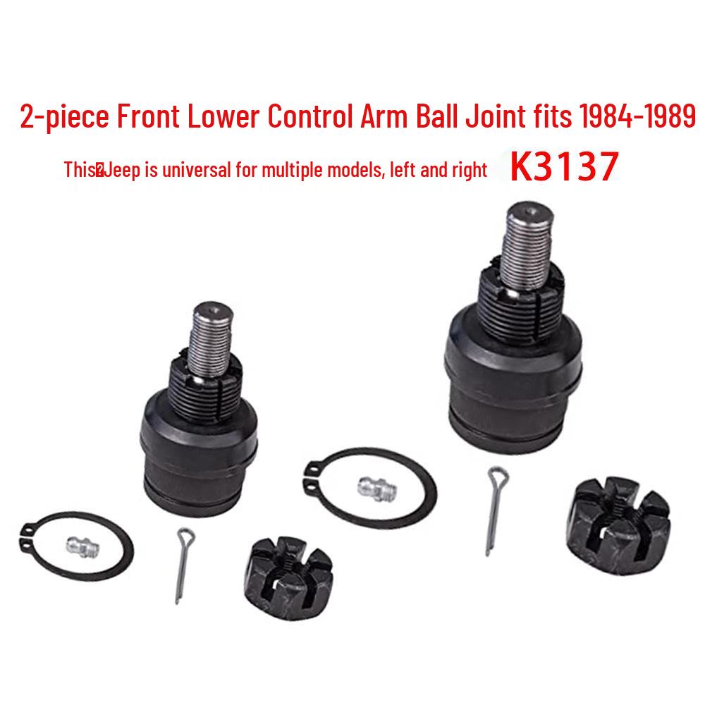 K3137 Front Lower Control Arm Ball Joint Set (2-piece) for 84-89 Jeep Wrangler, Fits Left & Right. Front Wheel Upper Control Arm Ball Joint