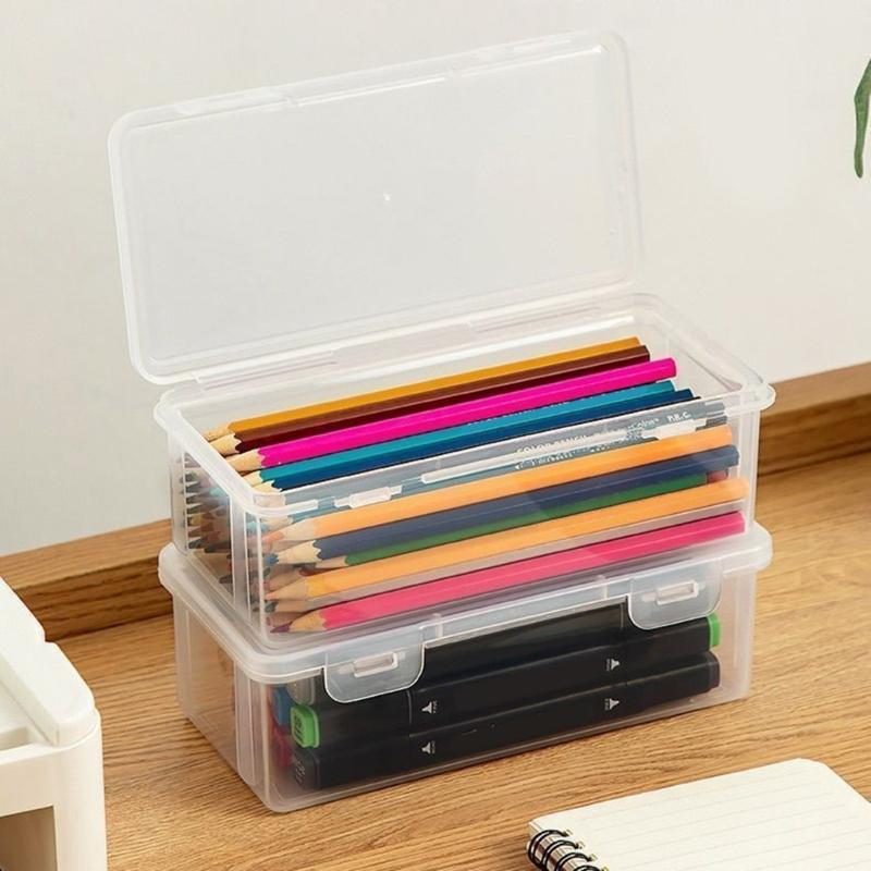 2/3Pcs Clear Hard Pencil Case Stackable High Capacity Pencil Case Colored Pencil Organizers Box for Sketch Pencil Marker