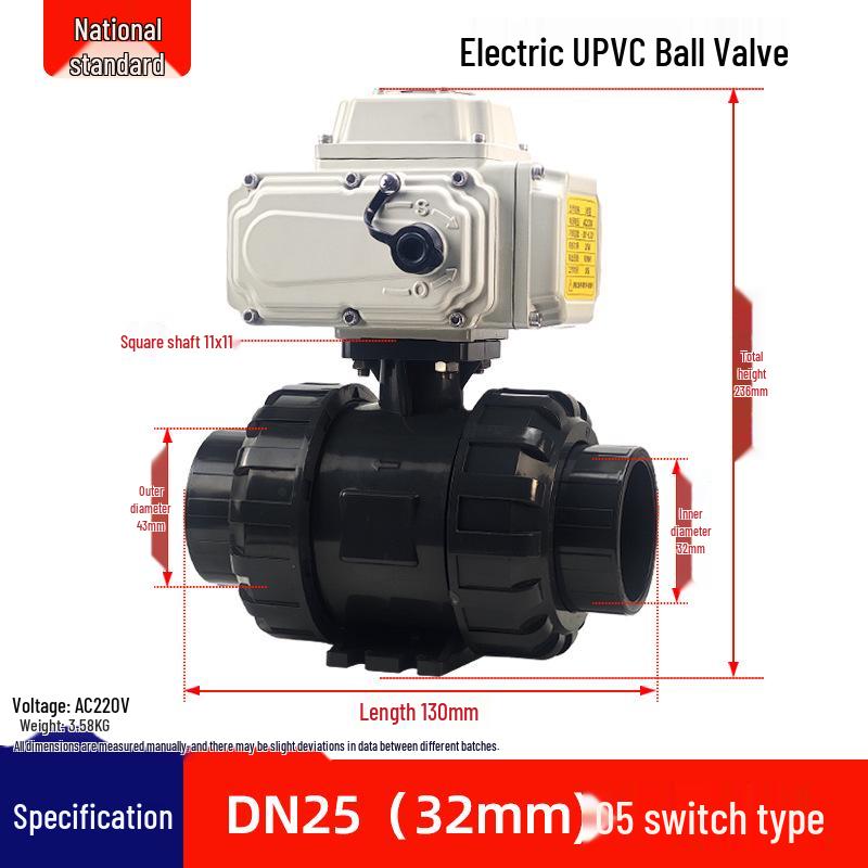 Q911X-10S 220V Electric UPVC Double Union Ball Valve for Chemical Water Treatment