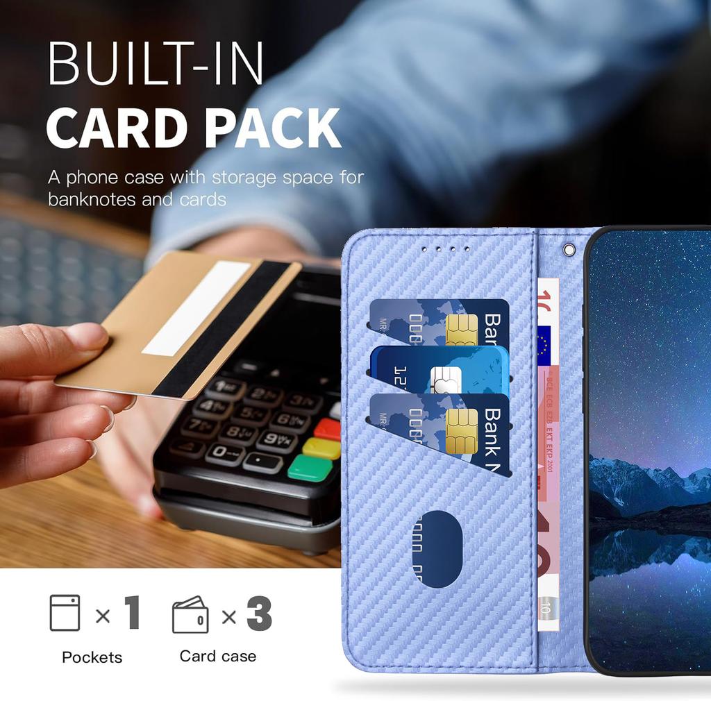 YX0070 For Google Pixel 9 Pro XL Case Carbon Fiber Texture Folio Flip Leather Phone Cover