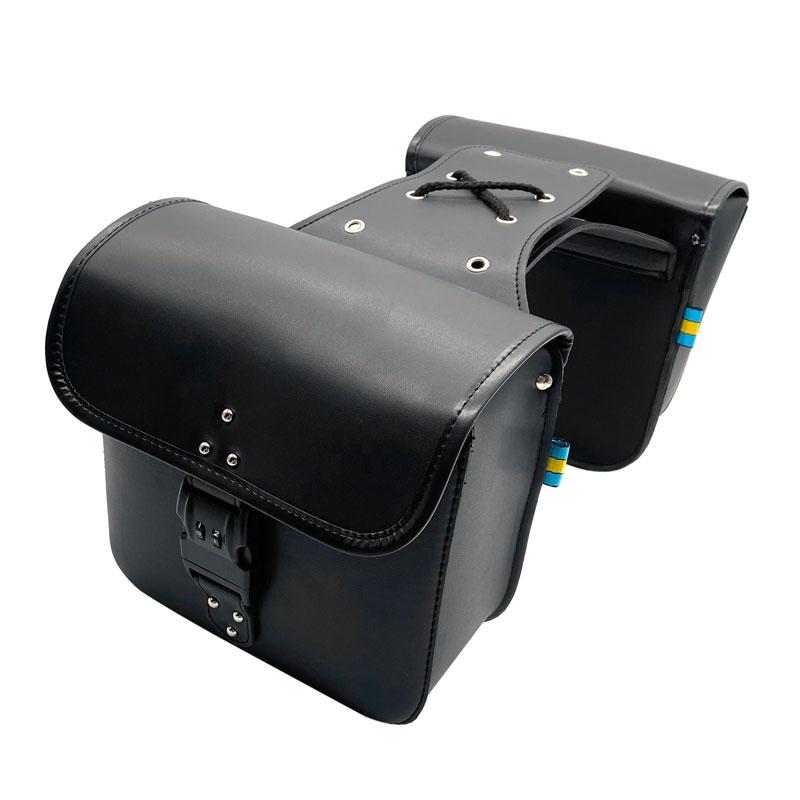 1 Pair Left Right Universal Motorcycle With Code Lock PU Leather Saddlebag Side Tool Luggage Bags Saddle Bags Storage Tool