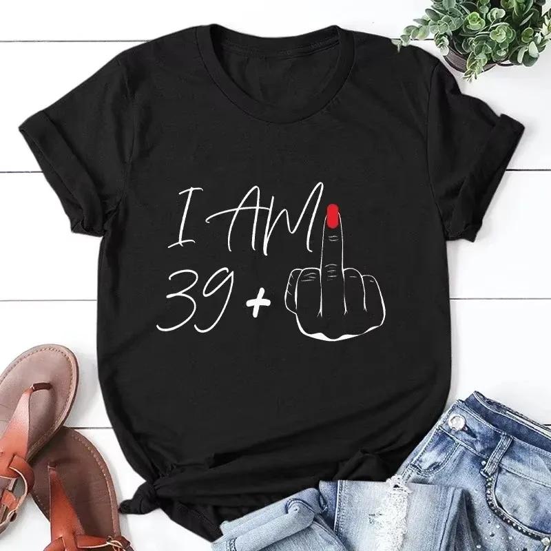 Im 39 Middle Finger TShirt Womens 40th Birthday Party TShirt Aesthetic Street Style Short Sleeve Top Womens TShirt S
