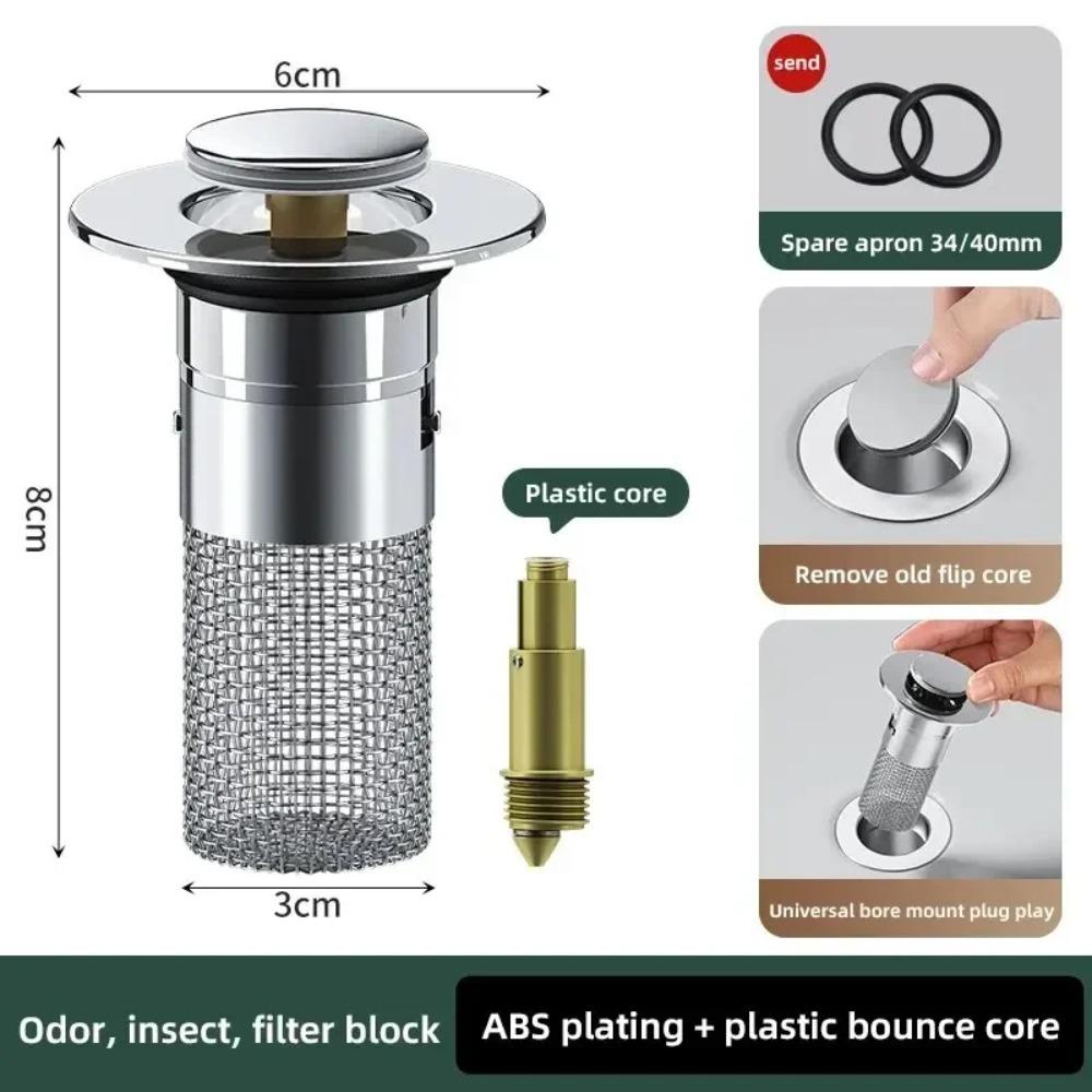 

Press Type ABS Sink Drain Plug Anti Odor Leak Proof Filter for Small Diameter Washbasin Drain Strainers Bathroom Accessories 1PC