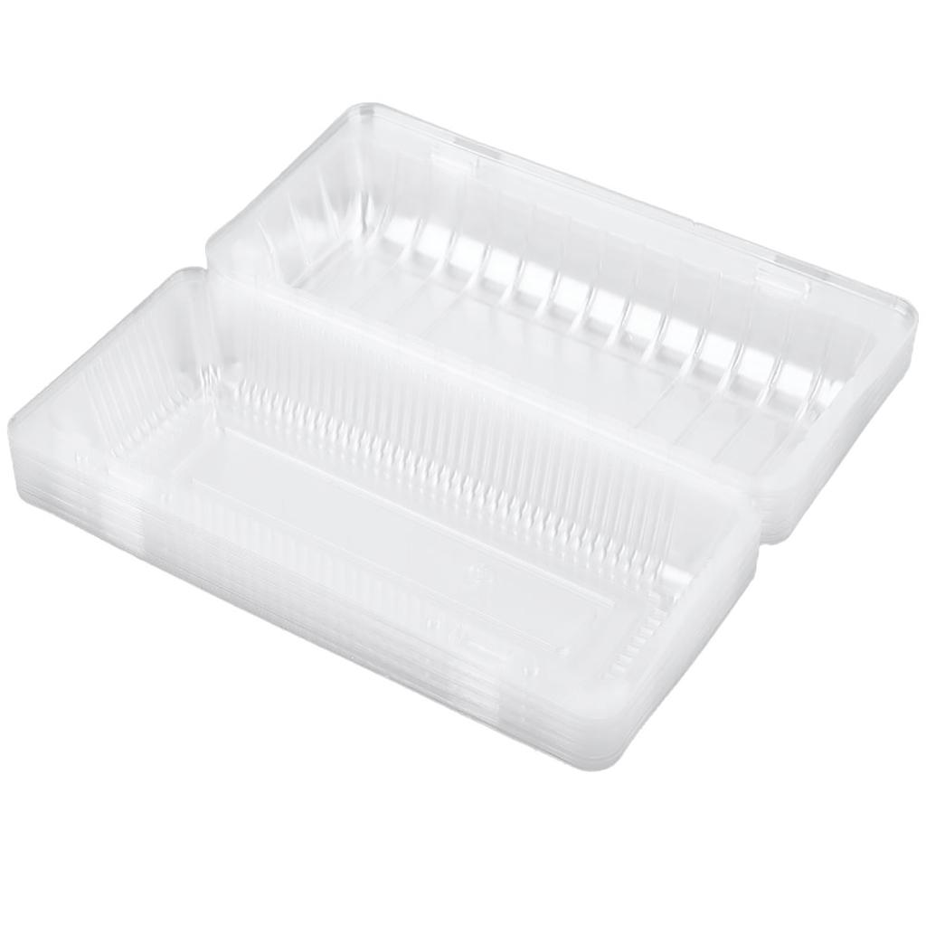 25 ST Engångs Plast Gångjärnsförsedd Limpbehållare Mat Frukt Förvaringslåda 18,5 x 12,5 x 7cm