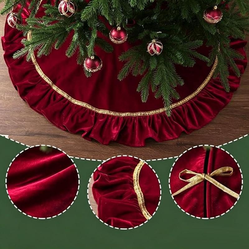 Holiday Tree Stand Cover Soft Christmas Tree Skirt with Round Shape, 120cm/47inch Base Area Cover for Entryway Office Display and Indoor Use