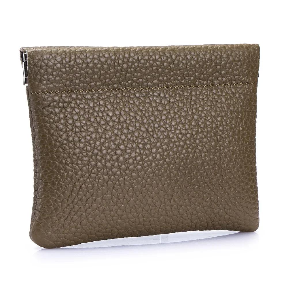 Mini Coin Purse Genuine Leather Small Coin Wallet Pebble Pattern Leather Squeeze Coin Purse Pouch Change Holder for Men & Women