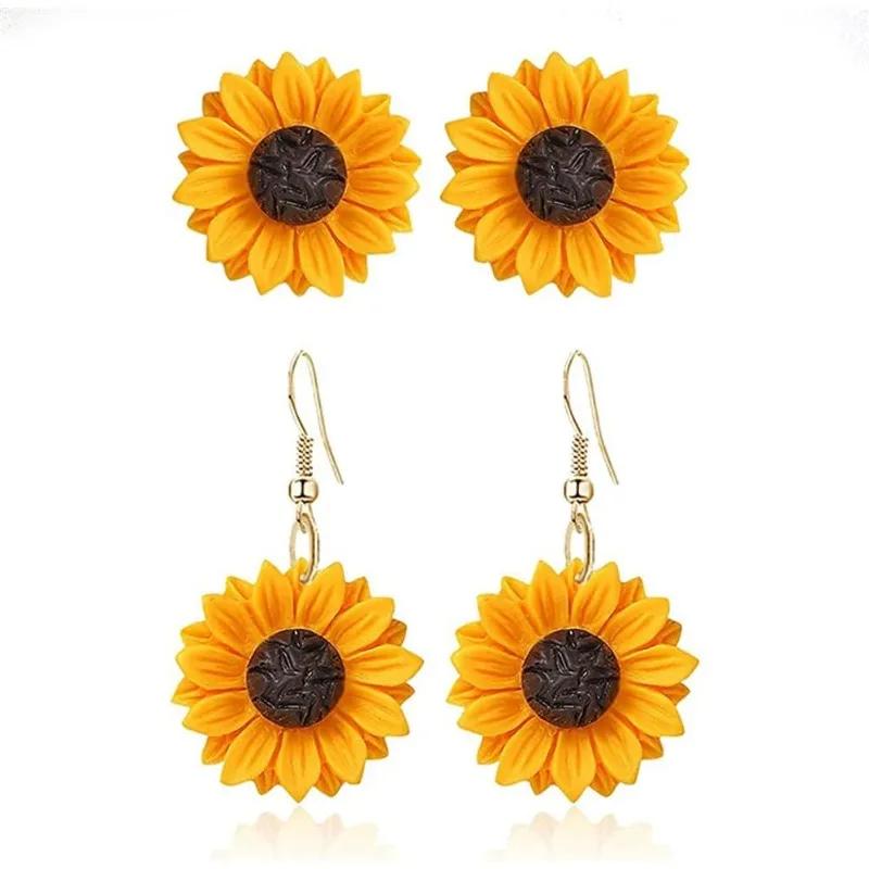 Sunflower Earrings Fashion Simple Cute Women's Earrings Yellow Enamel Daisy Sunflower Fun Gifts Suitable for Daily Wear Party