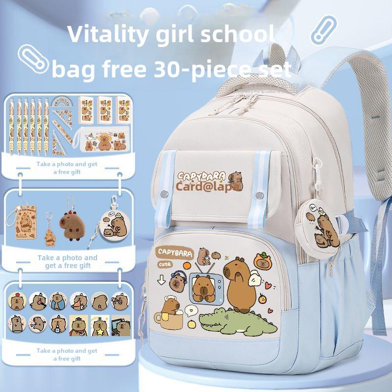 2024 Capybara Girls' Backpack: Stylish, Spacious & Perfect for Grades 1-6