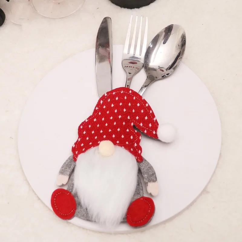 Christmas Cutlery Set Cartoon Doll Knife and Fork Cover Santa Claus Xmas New Year Party Dinner Decor Christmas Decorations