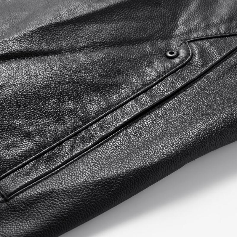 FAPAI Men's Genuine Leather Business Casual Lapel Jacket