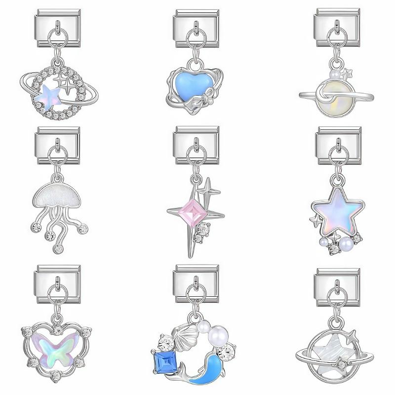 Italian Charm Bracelet Charms Dreamy Moon Butterfly Starfish Shell Pendant Diy Removable Module Link Bracelet Accessories Gifts