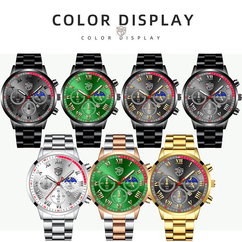 Classic Stainless Steel Watch Men's Calendar Quartz Watch Men's Personality Watch Casual Student Watch Business Watch