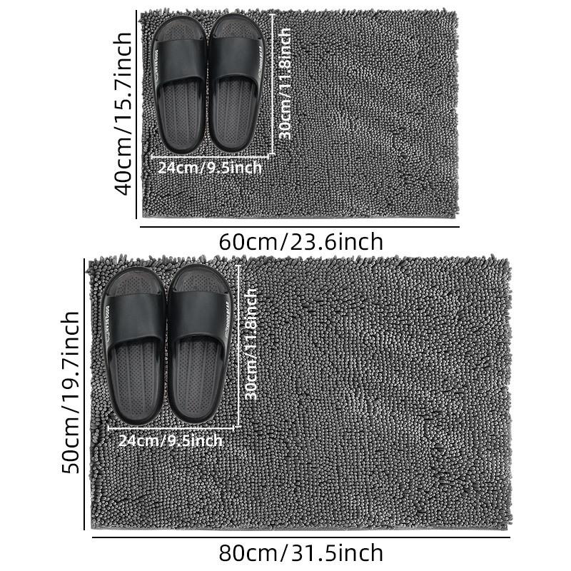 Chenille Bath Mat Soft and Absorbent Bath Rug Non-Slip and Quick Dry Shower Carpet for Home Bathroom-Machine Washable