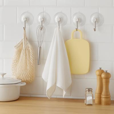 15 Stück Multifunktionale PVC Saugknapfhaken Spurlos Abnehmbarer Handtuchaufbewahrungsständer Transparent Wiederverwendbarer Wandhaken Badezimmer