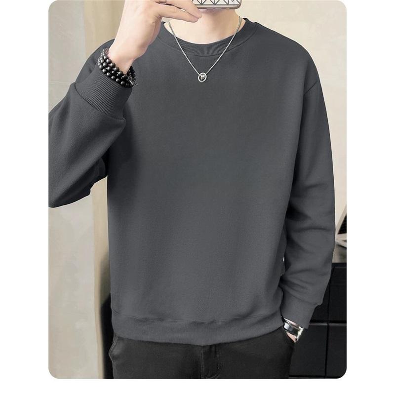 Men's Fleece Lined Crew Neck Sweatshirt Loose Fit Warm Casual Pullover