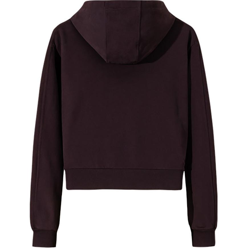 Anta Comfortable Casual Zipper Cardigan Loose Simple Hooded Knit Sweater Women Sweater Ebony-Brown 162448718-2