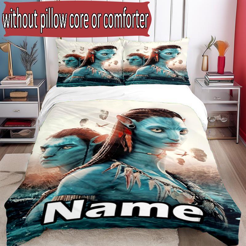 3pcs Duvet Cover Set (1*Duvet Cover + 2*Pillowcase, Without Core), Custom Name Avatar Pattern Bedding Set, Home Bedroom Decor Gift