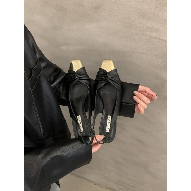 

Модные сандалии с сумкой на голове, женская обувь, французский маленький ароматный стиль с юбкой, темперамент, одиночные туфли 39 чёрный