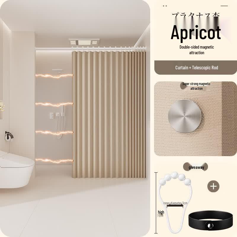 

Folding Shower Curtain with Telescopic Rod