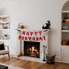 Happy Birthday Halloween Banner, Pre-Strung Glitter Spooky Halloween Party Decorations With Bat, Horror Birthday Decorations For Mantle Wall Mantel