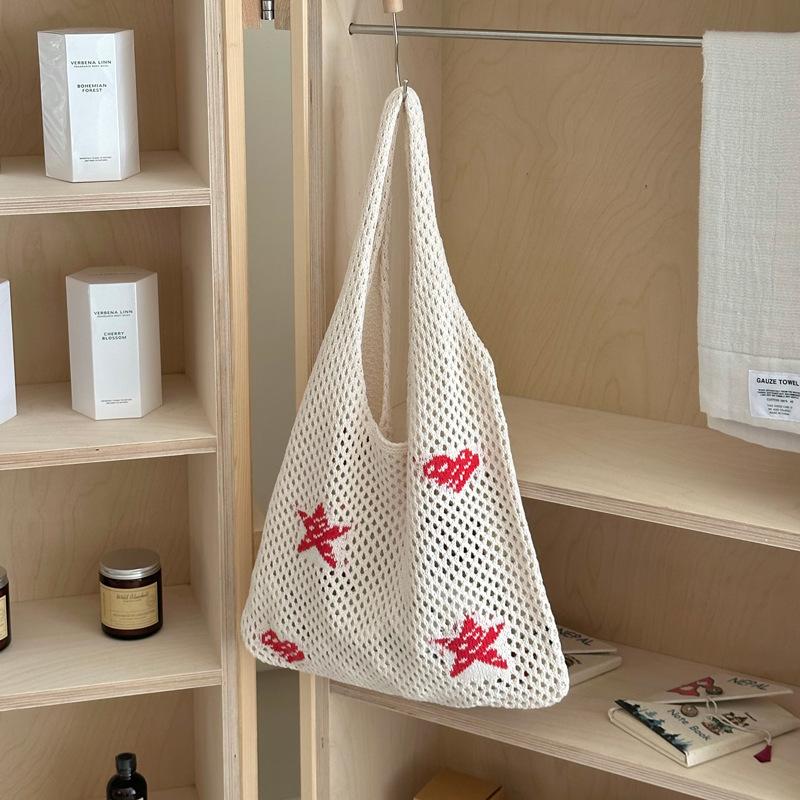 

Ретро ажурная вязаная шерстяная сумка Love портативная сумка через плечо простая литературная повседневная сумка-тоут 55*40*2 абрикосовый