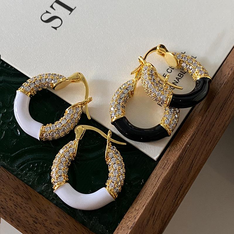 Letter,, Style, Atmosphere, High-End Ear Buckles, Fashion, Light Luxury, Exquisite Temperament, Enamel Drop Glaze
