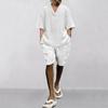 2024 Cross-border Spring/Summer Men's Casual Jacquard Seven-Sleeve Knit Top and Shorts Set