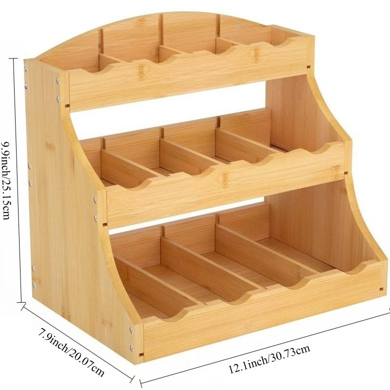 

1pcs 3-Tier Wooden Storage Rack Coffee Tea Bag Organizer Kitchen Countertop Divided Spice Bottle Holder for Home Organization хакі