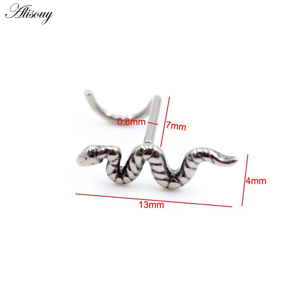 Alisouy 1 pièce G23 titane sans filetage torsadé serpent nez anneaux piercing oreille septum daith captif tragus clous d'oreilles bijoux de corps