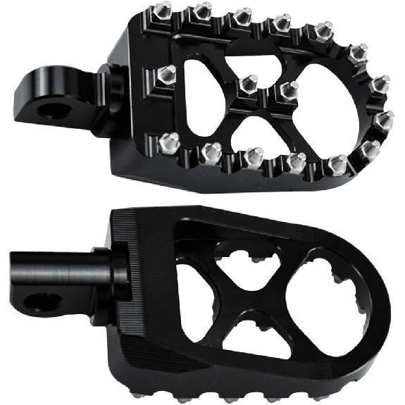 HDBUBALUS CNC Wide Footpegs Offroad 360° Roating Foot Pegs Fit for Harley Dyna Fatboy Street Bob Wide Glide Sportster Bobber Chopper Black