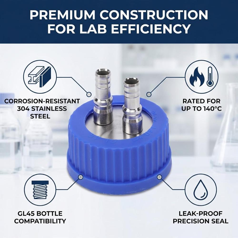 8mm Diameter Laboratory Sampling Cap 2 Port Design Liquid Filling Cap  Leak Proof