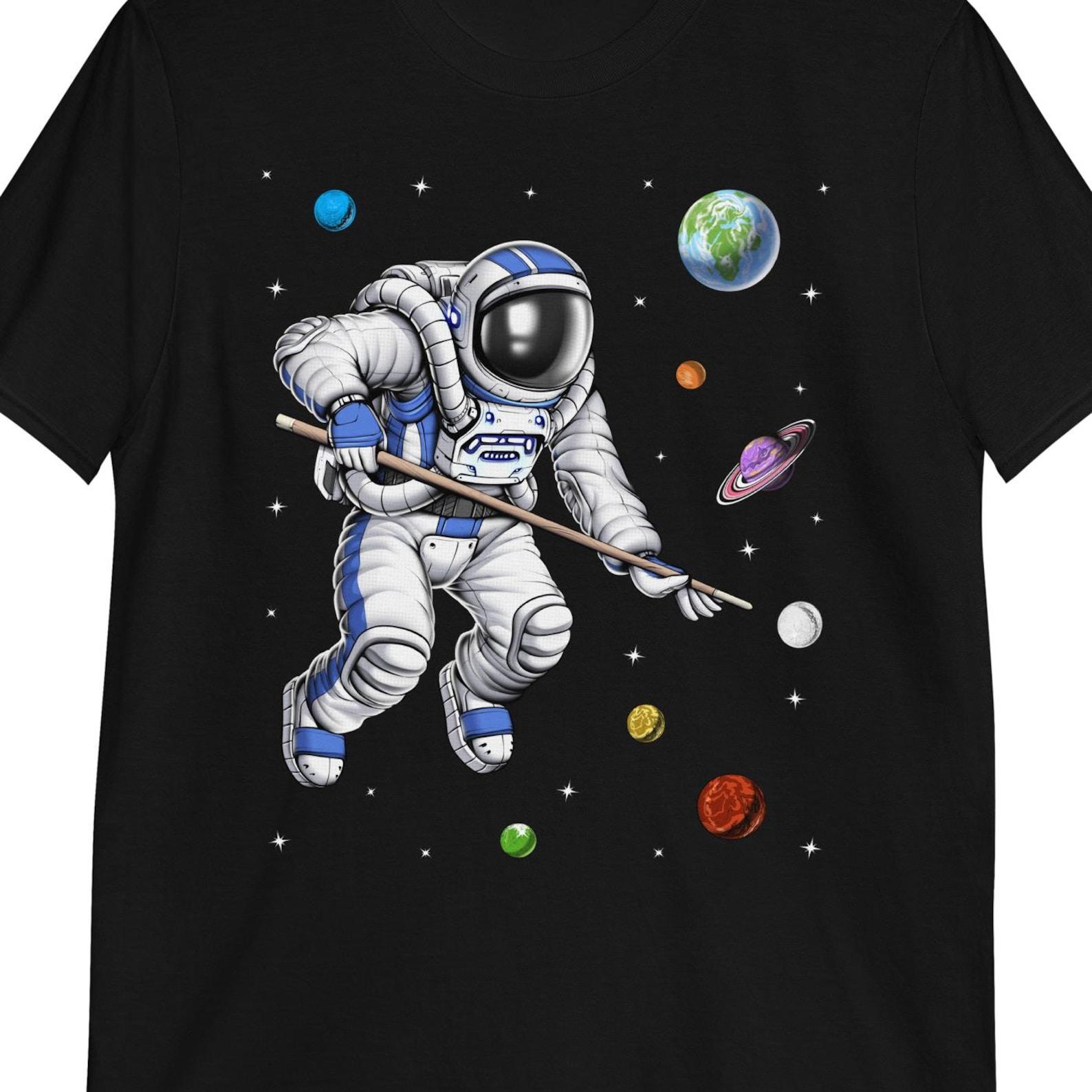 Astronaut Pool Player T-Shirt: Billiard Lover Tee 100