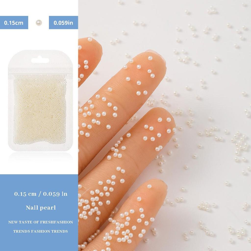 1.5mm-5mm Pearl White Resin Nail Art Stickers: Half-round, Flat-bottom, 3D Transparent Bubble & Teardrop Mermaid Beads