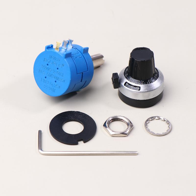 1Set 3590S Precision Multiturn Potentiometer Kit - 10 Ring Adjustable Resistor + Rotary Knob & Counting Dial