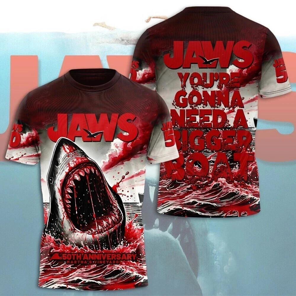 Jaws 50Th Anniversary 3D All Over Printed T Shirt Unisex For Fan S