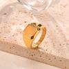 Anillo Sello Personalizado para Mujer, Anillo Grueso Redondo con Sello de Inicial, Acero Inoxidable Punk Moda Genuina Joyería Regalo Para Chicas