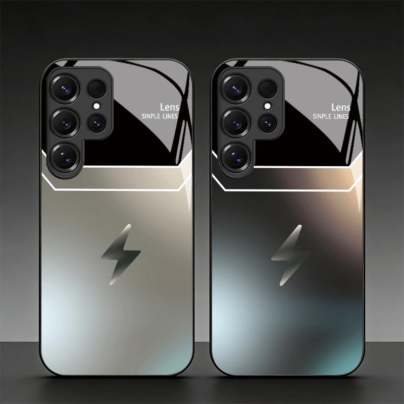 Creativity Lightning Exquisite Luxury High-end PhoneCase Glass PhoneCase for Samsung Galaxy S26 S25 S24 S23 S22 FE,Ultra,Plus