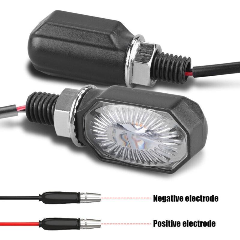 Pair High Brightness LED Motorcycle Turn Signal Lights Waterproof Small Elliptical Design Easy Installation for Safety