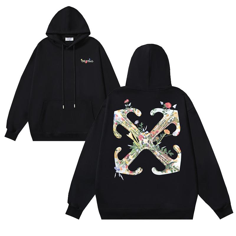 1281 Off-White 2026 Autumn/Winter New Plant Flower Printed Pattern Hoodie Hoodie for Men and Women