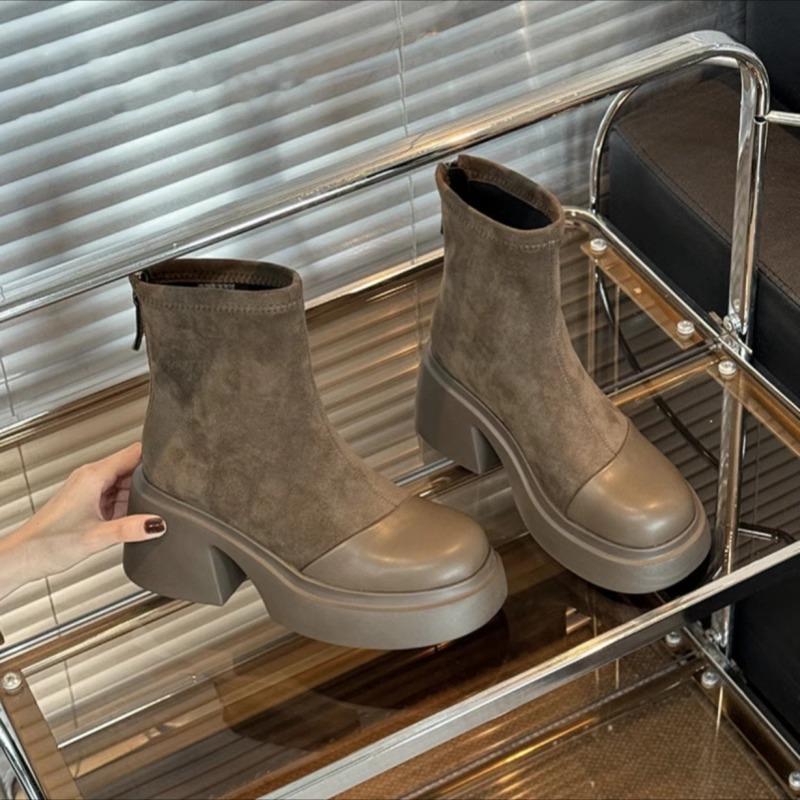 Skinny Martin boots women's 2025 autumn new retro thick-soled versatile short boots women's height-enhancing and thin small boots