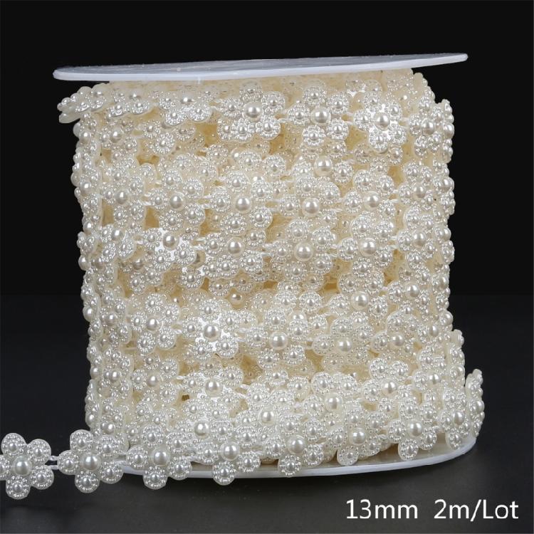 Guirnaldas de Perlas de 13 mm Cadena de Hilo de Perlas Artificiales para Fabricación de Joyería de Boda Decoración