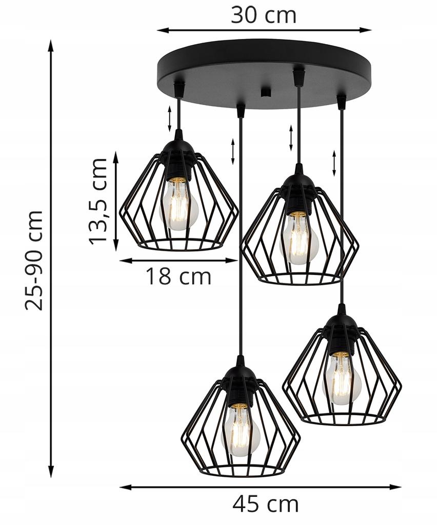 BLACK WIRE HANGING LAMP LOFT LED CHANDELIER