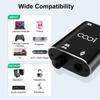 Stereo audio COOIDEA spolu s audio podporuje 1 vstup 2 výstupy nebo 2 vstupy 1 výstup a je přepínačem audio reproduktorů AUX pro mobilní telefony a 3,5mm přepínačem,