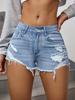 2026 Trendy Girls' Mid-Waist Ripped Denim Shorts - European & American Style for Spring/Summer