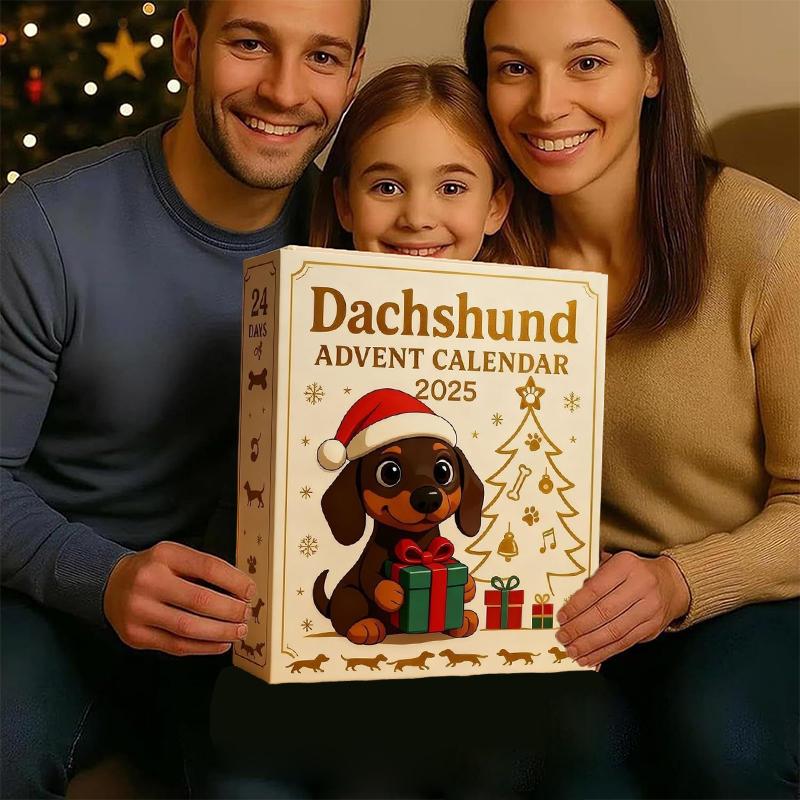 Calendrier de l'Avent Teckel 2025, Calendrier de Compte à Rebours de Noël 24 Jours Acrylique Mignon Teckel Décor d'Arbre de Fête Pour les Amoureux des Chiens
