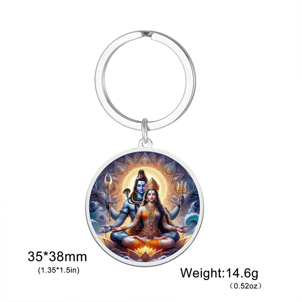 Dawapara Hindu-Gott Amulett Herr Ganesha Schlüsselanhänger Shiva Parvati Anhänger UV-graviert Spirituelles Geschenk Edelstahl Yoga Schmuck