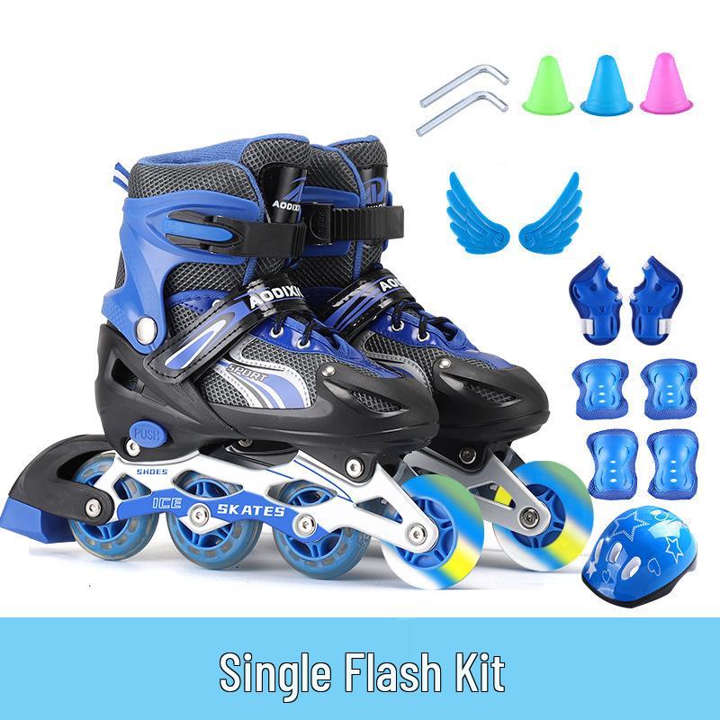 Nastavitelná sada kolečkových bruslí s blesky pro začínající děti