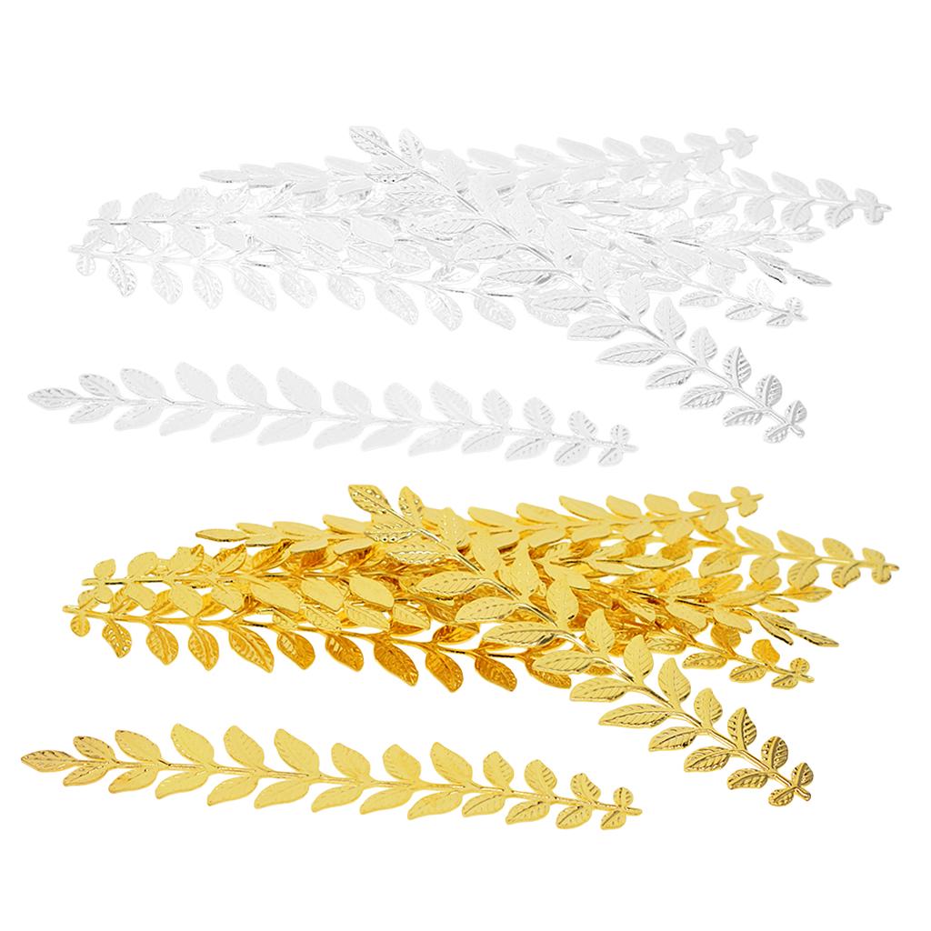 20 peças em formato de ramo de folha longa joias fazendo descobertas 120 mm prata/dourado
