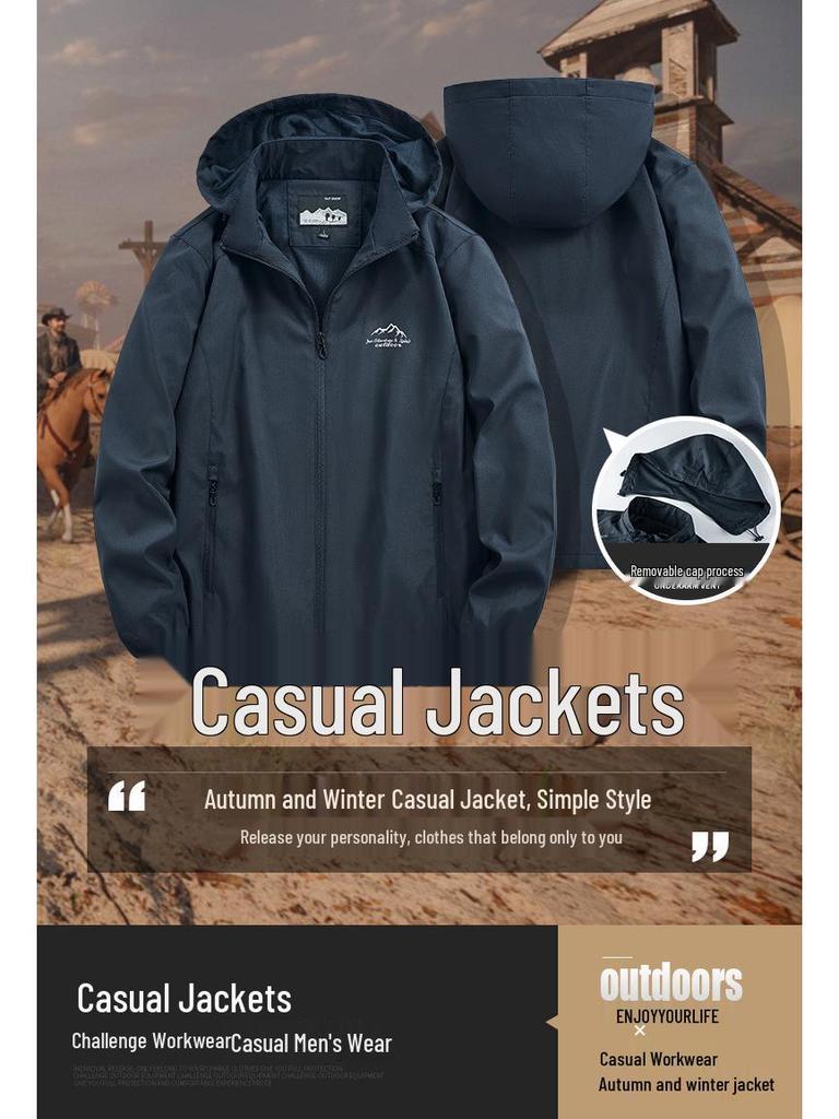 Men's Hooded Waterproof Windbreaker Jacket